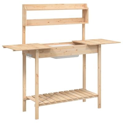 vidaXL Table de rempotage et évier 147,5x44x139,5 cm bois massif sapin