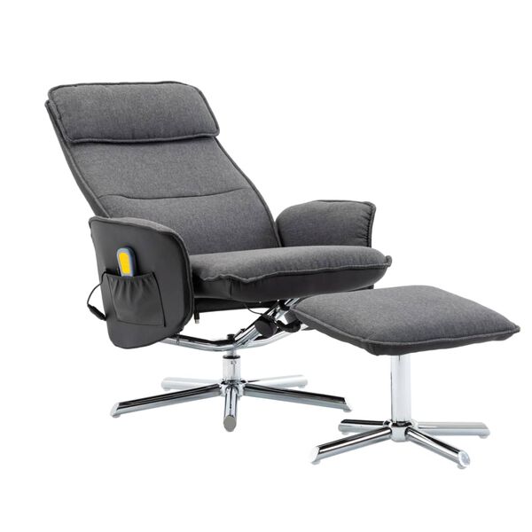 vidaXL Fauteuil de massage inclinable repose-pieds gris foncé et noir