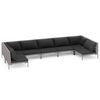 vidaXL Salon de jardin 7 pcs avec coussins R&eacute;sine tress&eacute;e Gris fonc&eacute;