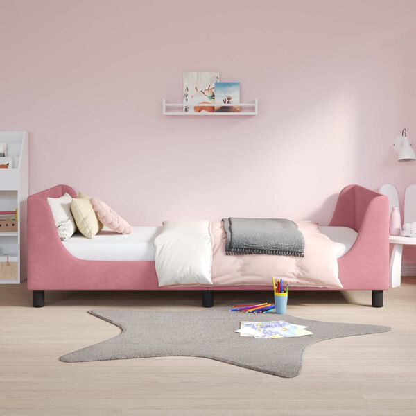 vidaXL Cadre de lit pour enfants avec t&ecirc;te de lit Rose 90 x 200 cm