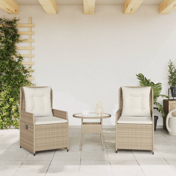 vidaXL Chaises inclinables de jardin lot de 2 beige r&eacute;sine tress&eacute;e