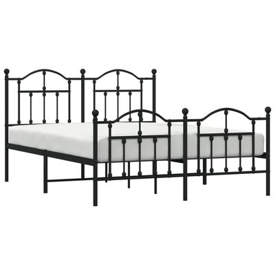 vidaXL Cadre de lit métal sans matelas avec pied de lit noir 140x190cm