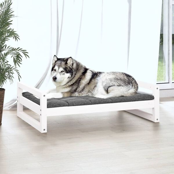 vidaXL Lit pour chien Blanc 105,5x75,5x28 cm Bois de pin solide