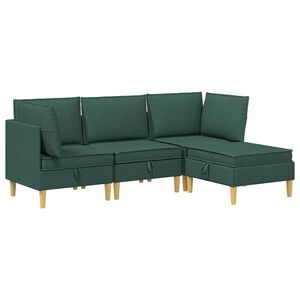 vidaXL Canap&eacute; modulaire avec rangement 4 pc Vert fonc&eacute; Tissu
