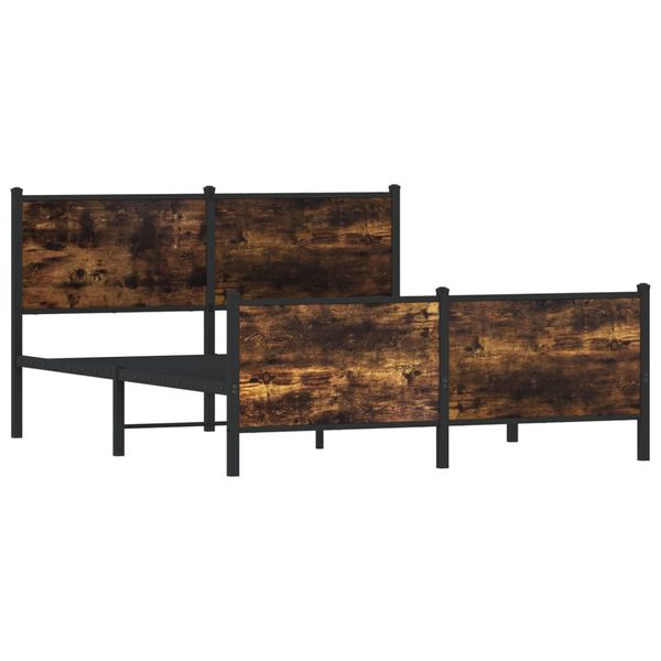 vidaXL Cadre de lit en m&eacute;tal sans matelas ch&ecirc;ne fum&eacute; 140x190 cm