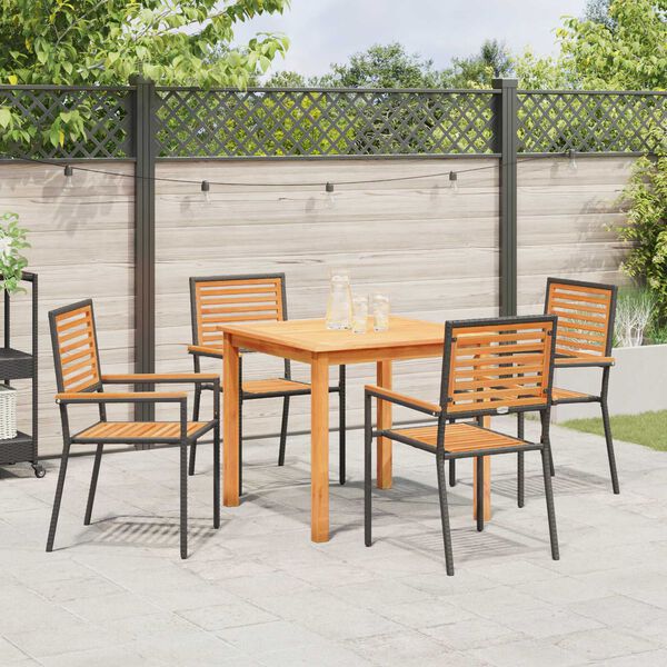 vidaXL Ensemble de salle à manger pour jardin 5 pcs Noir Poly rotin
