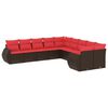 vidaXL Ensemble de canap&eacute; de jardin 10 pcs avec coussins marron r&eacute;sine tress&eacute;e
