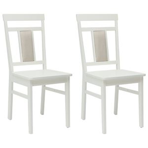 vidaXL Chaise de salle &agrave; manger 2 pc Bois de Caoutchouc Massif Blanc
