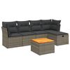 vidaXL Salon de jardin 6 pcs avec coussins gris r&eacute;sine tress&eacute;e