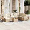 vidaXL Salon de jardin avec coussins 9 pcs beige r&eacute;sine tress&eacute;e