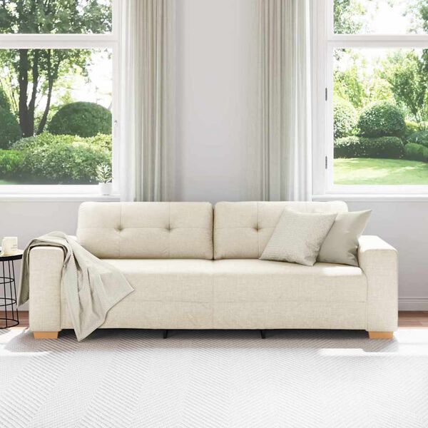 vidaXL Canapé Beige 221 x 78 x 80 cm Tissu en lin mélangé