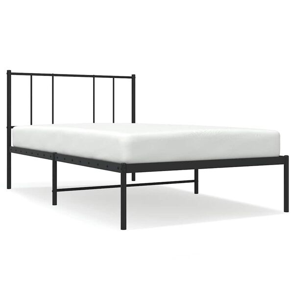 vidaXL Cadre de lit m&eacute;tal sans matelas avec t&ecirc;te de lit noir 100x190cm