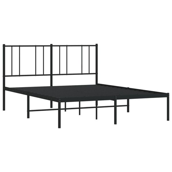vidaXL Cadre de lit m&eacute;tal sans matelas avec t&ecirc;te de lit noir 140x190cm