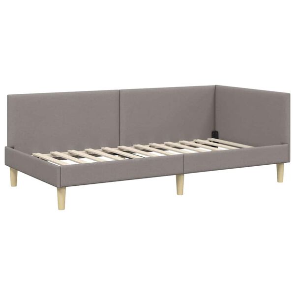 vidaXL Cadre de lit d'angle Taupe 80 cm x 200 cm Tissu et Contreplaqu&eacute;