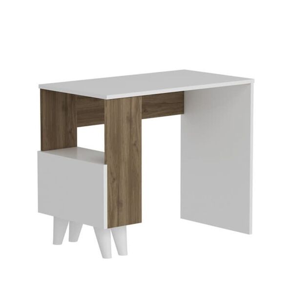 Homemania Bureau d'ordinateur Paris 90x50x75 cm Blanc et noyer