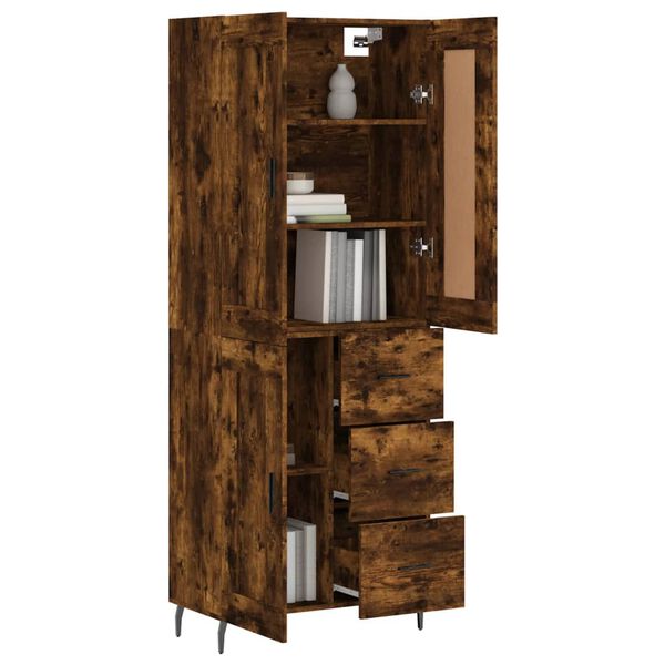 vidaXL Buffet haut Chêne fumé 69,5x34x180 cm Bois d'ingénierie