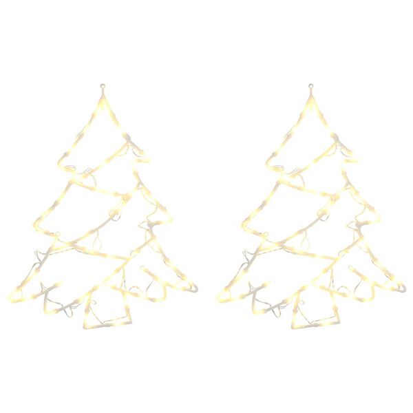 vidaXL Lumières de Noël silhouette d'arbre de Noël 2 pcs 50 LED