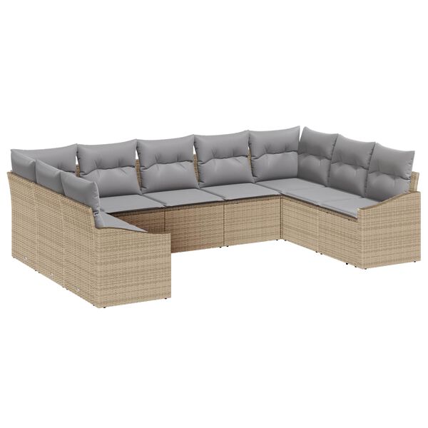 vidaXL Ensemble de canap&eacute; de jardin 9 pcs Beige et Gris clair