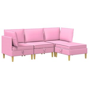 vidaXL Canap&eacute; modulaire avec rangement 4 pcs Rose Tissu
