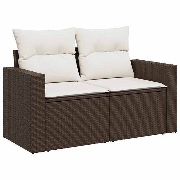vidaXL Salon de jardin 10 pcs avec coussins marron r&eacute;sine tress&eacute;e