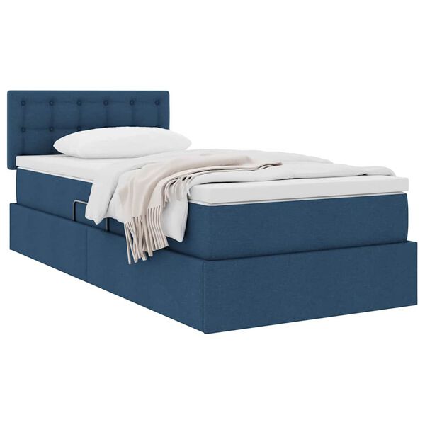 vidaXL Lit avec rangement et matelas avec matelas Bleu 90 x 190 cm