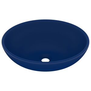 vidaXL Lavabo ovale de luxe Bleu fonc&eacute; mat 40x33 cm C&eacute;ramique