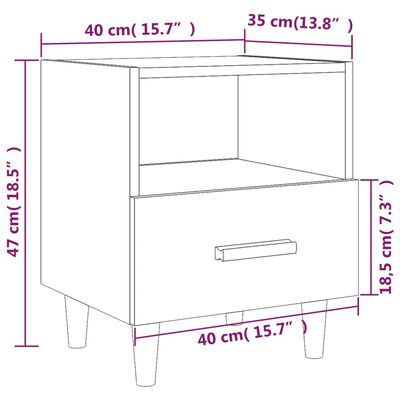 vidaXL Tables de chevet 2 pcs Blanc 40x35x47 cm