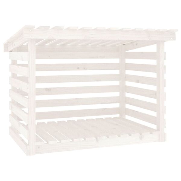 vidaXL Support pour bois de chauffage Blanc 108x73x79 cm Bois de pin