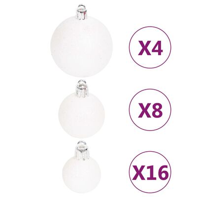 vidaXL Ensemble de boules de Noël 108 pcs Argenté et blanc