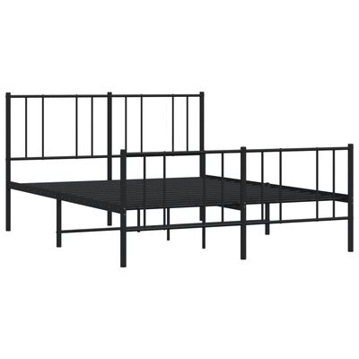 vidaXL Cadre de lit métal sans matelas avec pied de lit noir 140x190cm