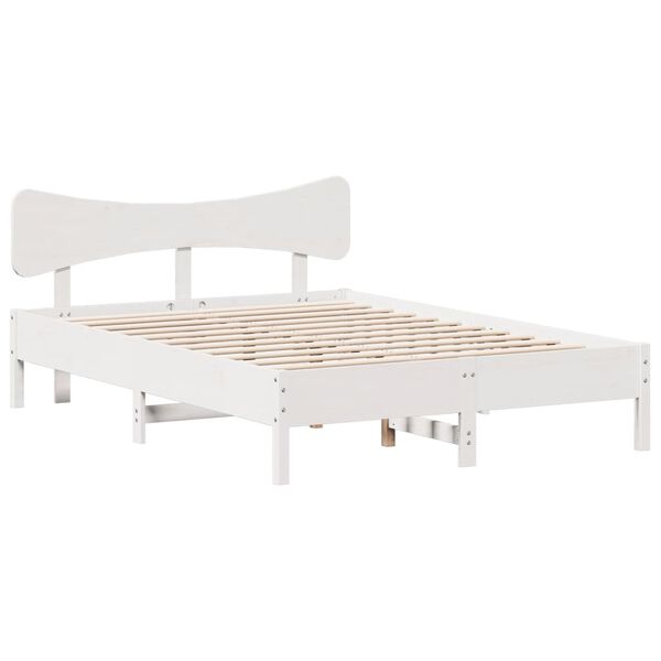 vidaXL Cadre de lit sans matelas blanc 140x190 cm bois de pin massif