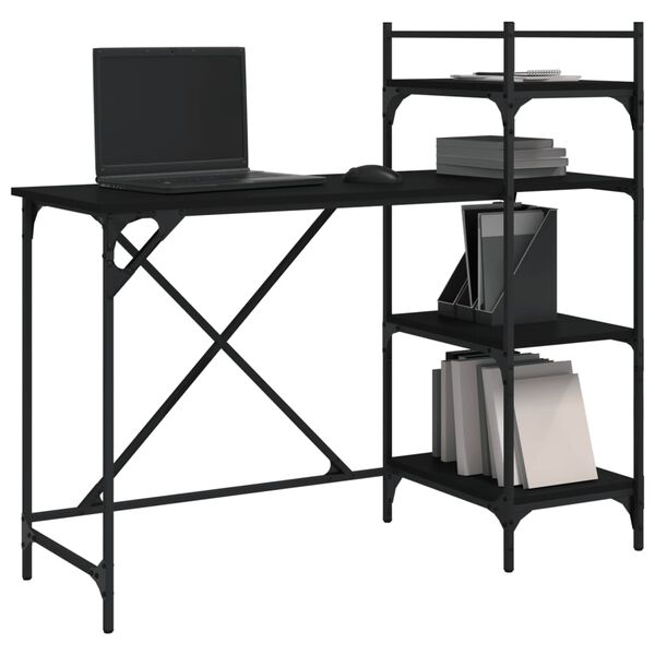 vidaXL Bureau d'ordinateur avec &eacute;tag&egrave;res noir 120x47x109 cm