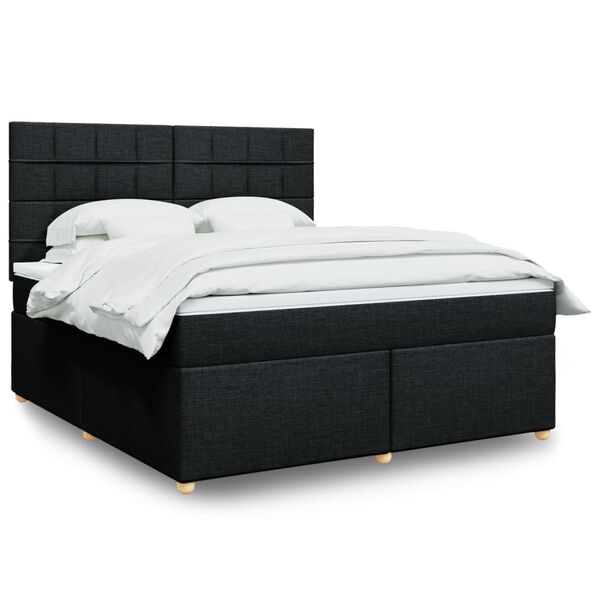 vidaXL Sommier &agrave; lattes de lit avec matelas Noir 180x200 cm Tissu