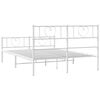 vidaXL Cadre de lit m&eacute;tal sans matelas et pied de lit blanc 140x190 cm