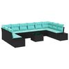 vidaXL Ensemble de canap&eacute; de jardin 11 pc Noir polyrotin