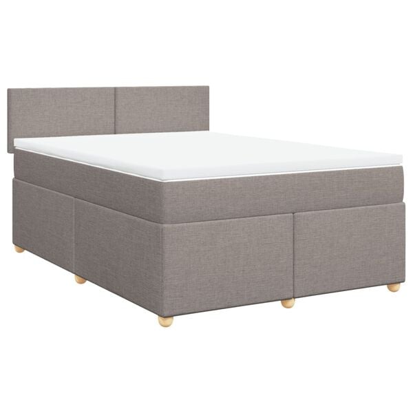 vidaXL Sommier &agrave; lattes de lit avec matelas Taupe 160x200 cm Tissu