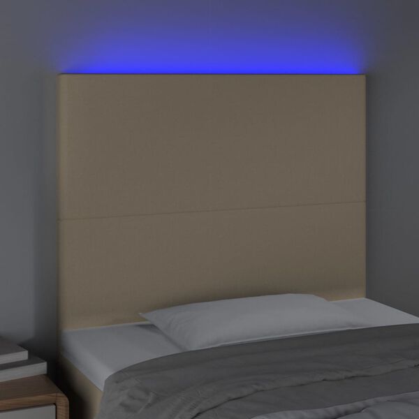 vidaXL T&ecirc;te de lit &agrave; LED Cr&egrave;me 100x5x118/128 cm Tissu