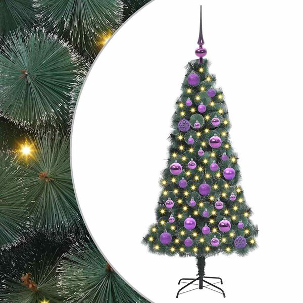 vidaXL Arbre de No&euml;l artificiel pr&eacute;-&eacute;clair&eacute; avec set de boules 120 cm