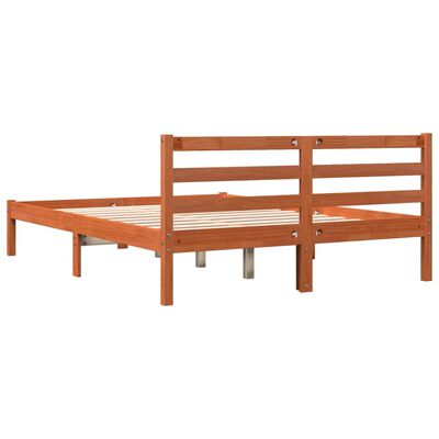 vidaXL Cadre de lit cire marron 135x190 cm bois de pin massif