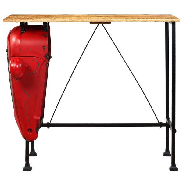 vidaXL Table de bar Bois de manguier 60x120x107 cm Rouge Tracteur