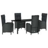 vidaXL Ensemble de salle &agrave; manger pour jardin 5 pc Noir polyrotin