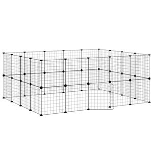 vidaXL Cage animaux de compagnie &agrave; 36 panneaux et porte Noir 175x140x70 cm
