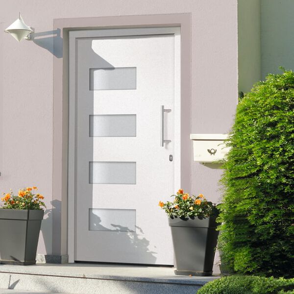 vidaXL Porte d'entr&eacute;e Aluminium et PVC Blanc 100x210 cm