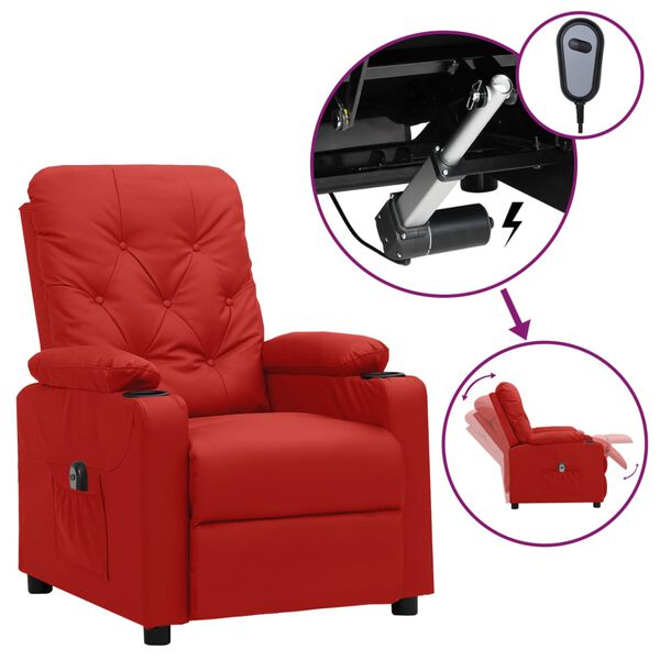 vidaXL Fauteuil inclinable &eacute;lectrique Rouge bordeaux Similicuir