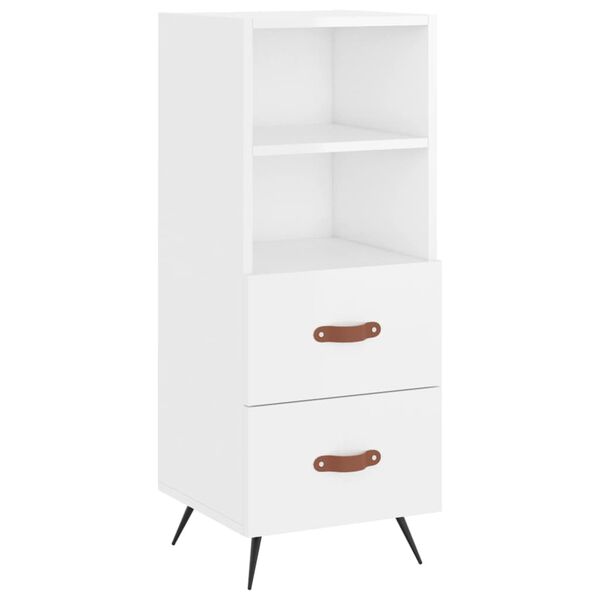 vidaXL Buffet Blanc brillant 34,5x34x90 cm Bois d'ing&eacute;nierie