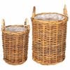 vidaXL Panier de Plante GENDT 2 pi&egrave;ces Brun Naturel Rattan Kubu