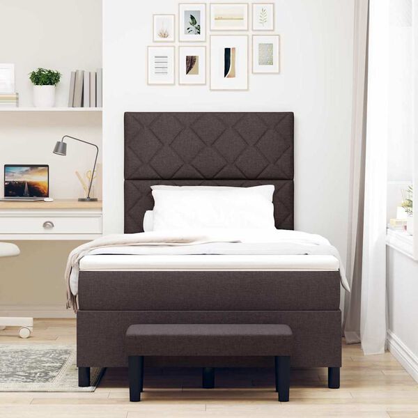 vidaXL Lit &agrave; ressorts avec matelas Marron fonc&eacute; 120 x 190 cm tissu