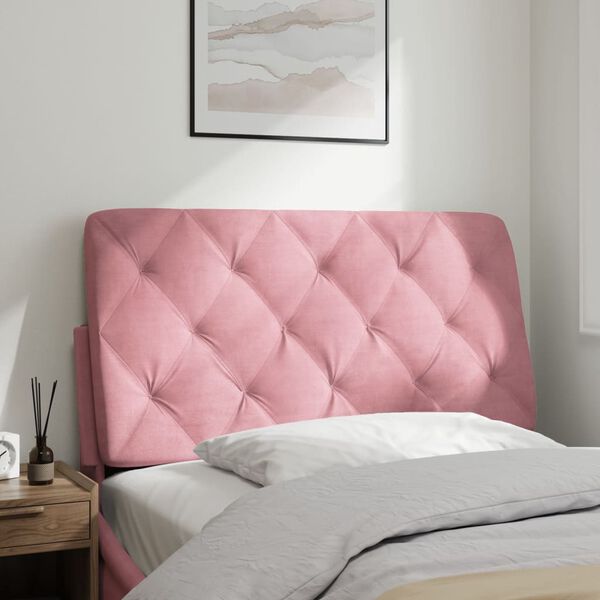 vidaXL Coussin de t&ecirc;te de lit rose 100 cm velours