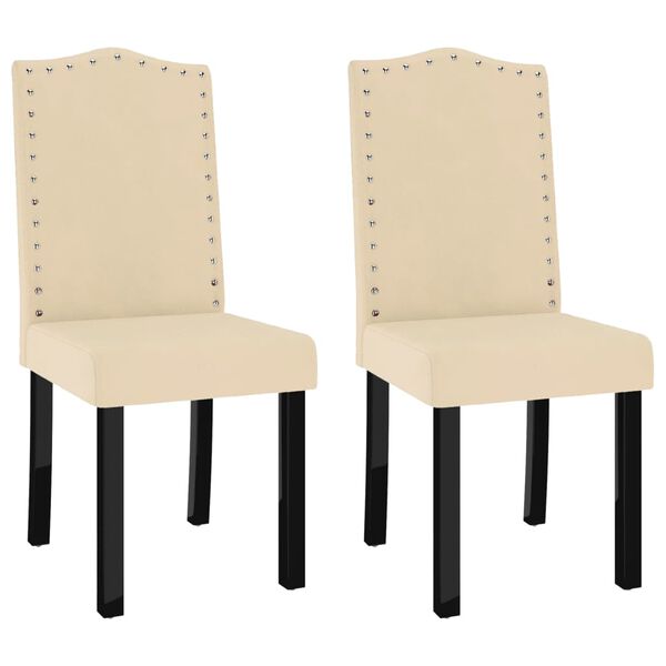 vidaXL Chaises &agrave; manger lot de 2 cr&egrave;me velours