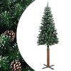 vidaXL Sapin de No&euml;l mince bois v&eacute;ritable et neige blanche vert 210 cm